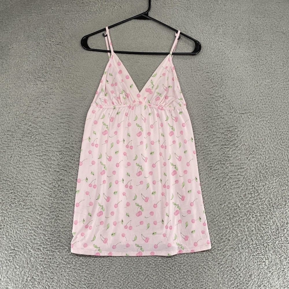 Flora By Flora Nikrooz Babydoll Dress Womens Small Pink Cherry Print Y2K Slip‎